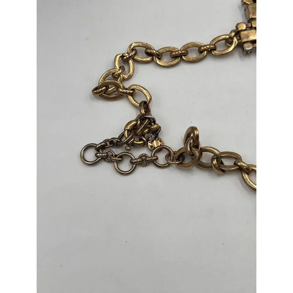 J. crew‎ Sparkling Rhinestone Fancy Bling Statement Gold Ox Necklace